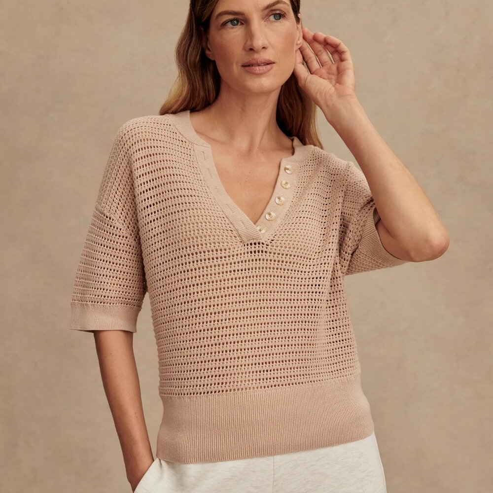 Varley Callie Knit Top - Sz L, Camel